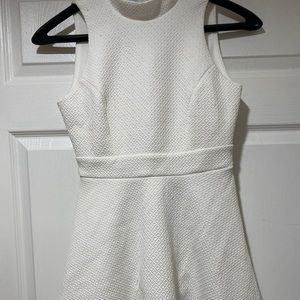 White mock neck flare out dress